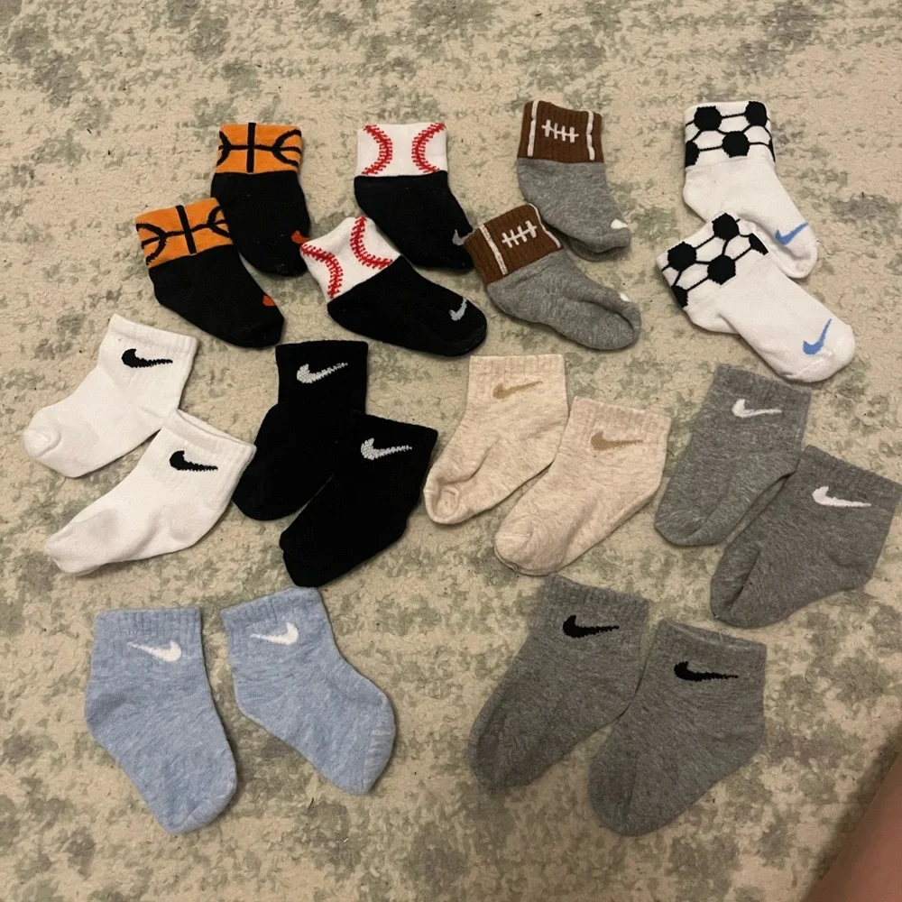 10 Pairs Baby Toddler Nike Swoosh Socks Boy Sports Bulk Lot